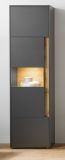Vitrine Center in grau matt und Wotan Eiche Vitrinenschrank 50 x 197 cm