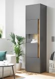 Vitrine Center in grau matt und Wotan Eiche Vitrinenschrank 50 x 197 cm