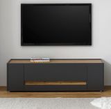 TV-Lowboard Center in grau matt und Wotan Eiche TV-Unterteil 140 x 40 cm