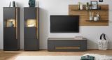 TV-Lowboard Center in grau matt und Wotan Eiche TV-Unterteil 140 x 40 cm