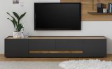 TV-Lowboard Center in grau matt und Wotan Eiche TV-Unterteil 223 x 40 cm TV-Board XL