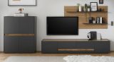 TV-Lowboard Center in grau matt und Wotan Eiche TV-Unterteil 223 x 40 cm TV-Board XL
