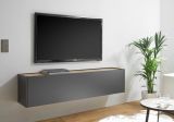 TV-Lowboard Center in grau matt und Wotan Eiche TV-Unterteil hngend 150 x 35 cm Hngeschrank