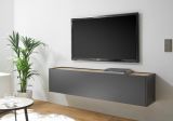 TV-Lowboard Center in grau matt und Wotan Eiche TV-Unterteil hngend 150 x 35 cm Hngeschrank
