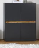 Highboard Center in grau matt und Wotan Eiche Anrichte 100 x 120 cm