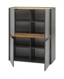 Highboard Center in grau matt und Wotan Eiche Anrichte 100 x 120 cm
