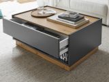 Couchtisch Center in grau matt und Wotan Eiche Wohnzimmertisch 90 x 60 cm