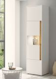 Vitrine Center in wei und Wotan Eiche Vitrinenschrank 50 x 197 cm