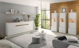 Vitrine Center in wei und Wotan Eiche Vitrinenschrank 50 x 155 cm