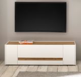 TV-Lowboard Center in wei und Wotan Eiche TV-Unterteil 140 x 40 cm