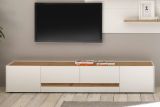 TV-Lowboard Center in wei und Wotan Eiche TV-Unterteil 223 x 40 cm TV-Board XL