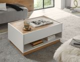 Couchtisch Center in wei und Wotan Eiche Wohnzimmertisch 90 x 60 cm