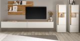 Wohnwand Center in wei und Wotan Eiche Wohnkombination 5-teilig 440 x 180 cm mit XXL-Board