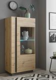 Vitrine Louna in Eiche Artisan und Graphit grau Vitrinenschrank 72 x 154 cm