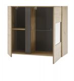 Vitrine Louna in Eiche Artisan und Graphit grau Wohnzimmer Vitrinenschrank hngend 97 x 83 cm Hngeschrank