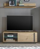 Wandboard Louna in Eiche Artisan und Graphit grau Wandregal 138 x 20 cm