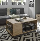 Couchtisch Louna in Eiche Artisan und Graphit grau Wohnzimmer Beistelltisch 100 x 60 cm