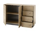 Sideboard Louna in Eiche Artisan und Graphit grau Kommode 138 x 91 cm