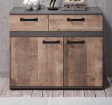 Kommode Stripe in Eiche Tabak und Matera grau Sideboard 100 x 83 cm