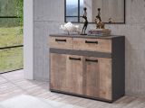 Kommode Stripe in Eiche Tabak und Matera grau Sideboard 100 x 83 cm