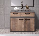 Kommode Stripe in Eiche Tabak und Matera grau Sideboard 100 x 83 cm