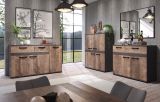 Kommode Stripe in Eiche Tabak und Matera grau Sideboard 100 x 83 cm
