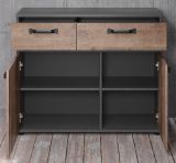 Kommode Stripe in Eiche Tabak und Matera grau Sideboard 100 x 83 cm