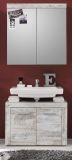 Badezimmer Spiegelschrank Cancun in Canyon Pinie wei� Shabby Chic Badschrank 2-t�rig 72 x 79 cm