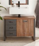 Badezimmer Waschbeckenunterschrank Auburn in Eiche Stirling und Matera grau Badmbel Unterschrank 81 x 62 cm