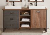 Doppelwaschtisch Auburn in Eiche Stirling und Matera grau Waschtisch Set inkl. 2 x Waschbecken 138 x 75 cm