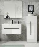 Badm�bel Set Design-D in wei� Hochglanz und schwarz Badkombination MIT Waschbecken 135 x 200 cm