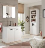 Badezimmer Hochschrank Rovola in Pinie wei / Oslo Pinie Landhaus Badschrank 65 x 200 cm