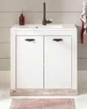 Waschbeckenunterschrank MIT Waschbecken Rovola in Pinie wei / Oslo Pinie Landhaus Waschtisch Set 81 x 85 cm