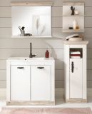 Waschbeckenunterschrank MIT Waschbecken Rovola in Pinie wei / Oslo Pinie Landhaus Waschtisch Set 81 x 85 cm