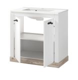 Waschbeckenunterschrank MIT Waschbecken Rovola in Pinie wei / Oslo Pinie Landhaus Waschtisch Set 81 x 85 cm