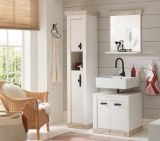 Badkombination Rovola in Pinie wei / Oslo Pinie Landhaus Badmbel Set 3-tlg. 122 x 200 cm