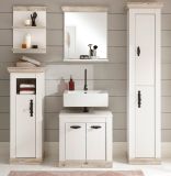 Badkombination Rovola in Pinie wei / Oslo Pinie Landhaus Badmbel Set 5-tlg. 184 x 200 cm