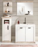 Badkombination Rovola in Pinie wei / Oslo Pinie Landhaus Badmbel Set 5-tlg. MIT Waschbecken 143 x 200 cm