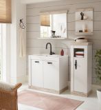 Badkombination Rovola in Pinie wei / Oslo Pinie Landhaus Badmbel Set 5-tlg. MIT Waschbecken 143 x 200 cm