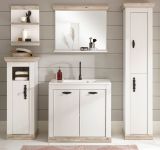 Badkombination Rovola in Pinie wei / Oslo Pinie Landhaus Badmbel Set 6-tlg. MIT Waschbecken 205 x 200 cm