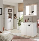 Badkombination Rovola in Pinie wei / Oslo Pinie Landhaus Badmbel Set 4-tlg. MIT Waschbecken 166 x 200 cm