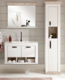 Badkombination Rovola in Pinie wei / Oslo Pinie Landhaus Badmbel Set 4-tlg. hngend MIT Waschbecken 143 x 200 cm