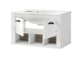 Badkombination Rovola in Pinie wei / Oslo Pinie Landhaus Badmbel Set 5-tlg. hngend MIT Waschbecken 205 x 200 cm