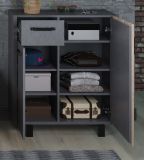 Schuhschrank Otis in Eiche Tabak und Matera grau Flur Diele Kommode 83 x 96 cm