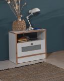2 x Nachttisch in wei� und Bramberg Fichte Nachtkommode mit Schubkasten 45 x 47 cm