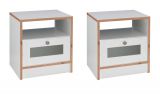 2 x Nachttisch in wei� und Bramberg Fichte Nachtkommode mit Schubkasten 45 x 47 cm
