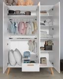 Babyzimmer Mats in wei� matt mit Buche massiv komplett Set 3-teilig mit Wickelkommode Kleiderschrank und Babybett