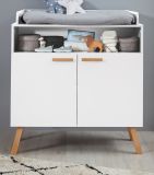 Babyzimmer Wickelkommode Mats in wei matt mit Buche massiv Babymbel Wickeltisch 96 x 105 cm