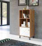 Regal Touch in wei matt mit Rautenoptik und Eiche Artisan Bcherregal 63 x 136 cm Regalschrank