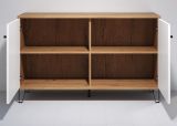 Kommode Touch in wei matt mit Rautenoptik und Eiche Artisan Sideboard 123 cm